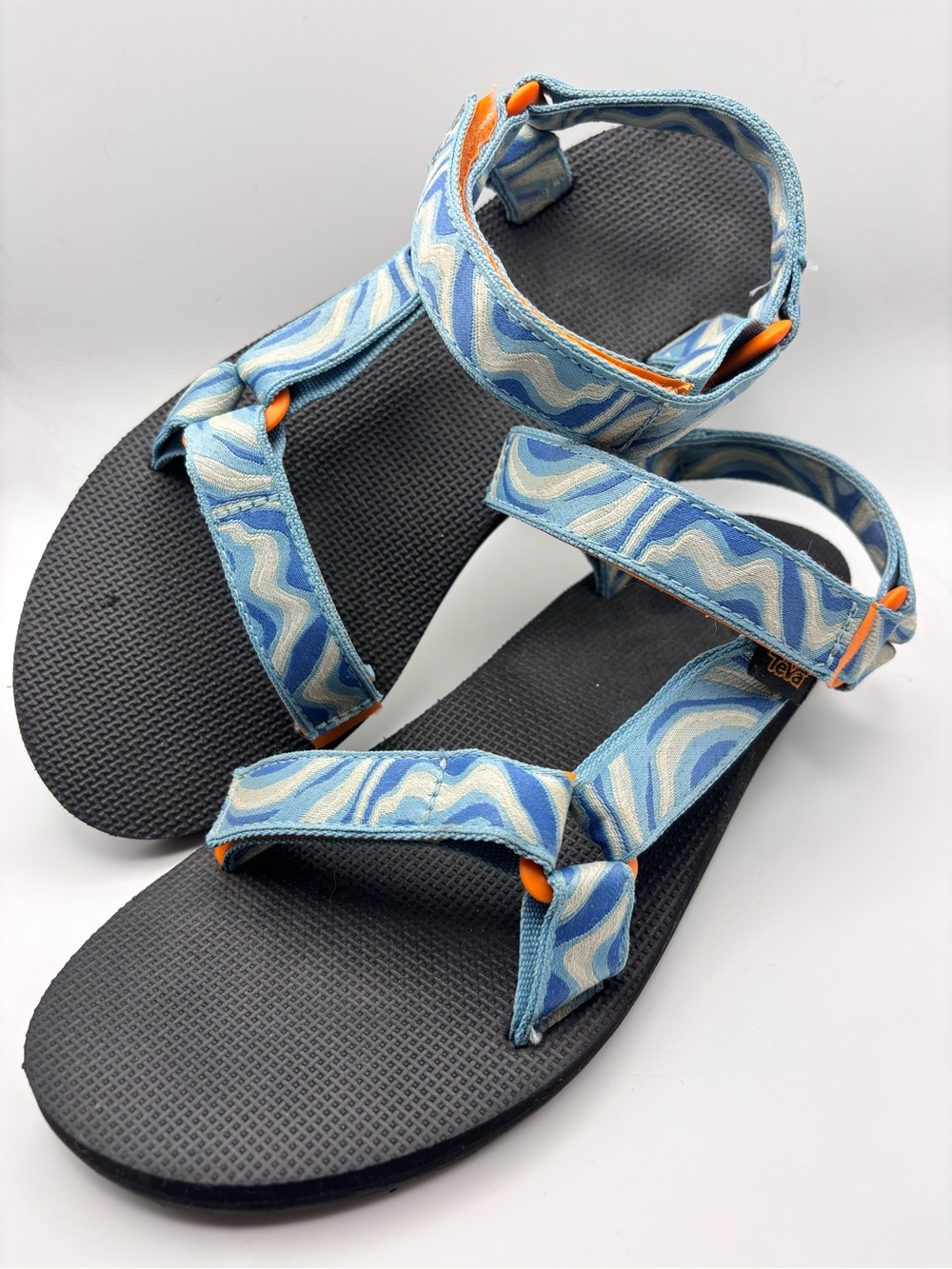 Teva Strappy Sandals with Blue and Orange Accents Size 9